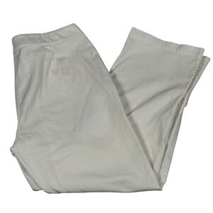 Cropped Straight Leg Pants 8 White Stretch Twill Neutral Office Miinimalist Chic
